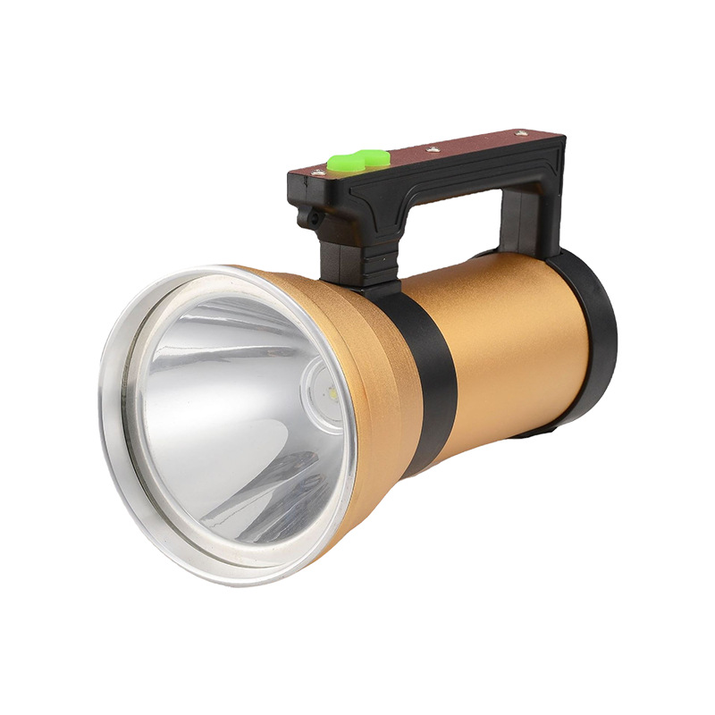 Strong Light Searchlight Aluminum Gold LED Outdoor Super Bright Emergency Flashlight with USB Interface Charging Household Searchlight