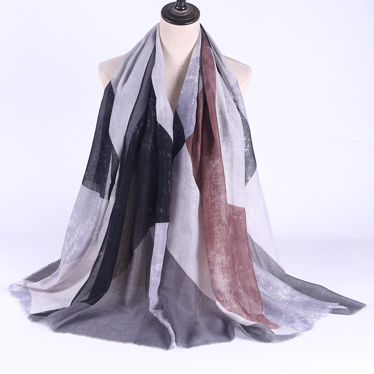 One Piece Dropshipping New Export European and American Fashion Printing Geometric Pattern Cotton Linen Scarf Shawl Factory Wholesale