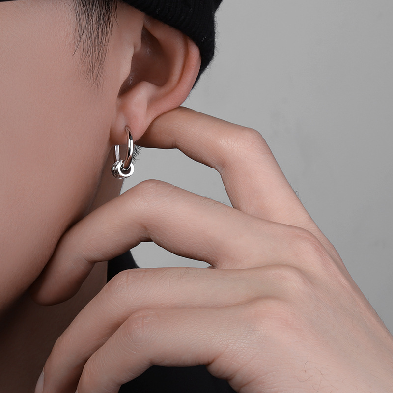Small Waist 925 Silver Stud Earrings for Boys Trendy Ear Clip Personalized Design Unisex Earrings New Earrings
