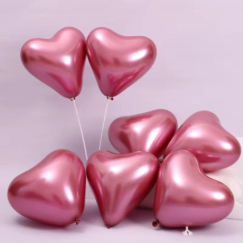 Wholesale Balloon 2.2G Thickened Metallic Heart-Shaped Balloon Chrome Love Latex Birthday Wedding Party Decoration