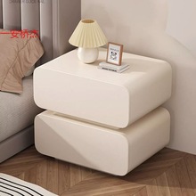 CL实木床头柜现代简约奶油风圆边床边柜简易小柜子小型卧室收纳柜