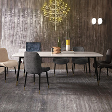北欧风现代大理石面西餐桌椅组合长方形吃饭桌子客厅歺桌家用8人6