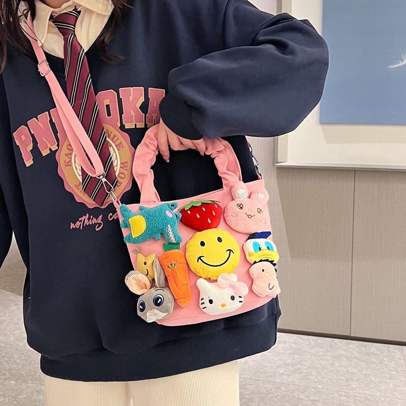 Funny Canvas Bag 2023 New Women's Bags Cute Fashion Popular Figurine Doll Ragdoll Shoulder Messenger Bag