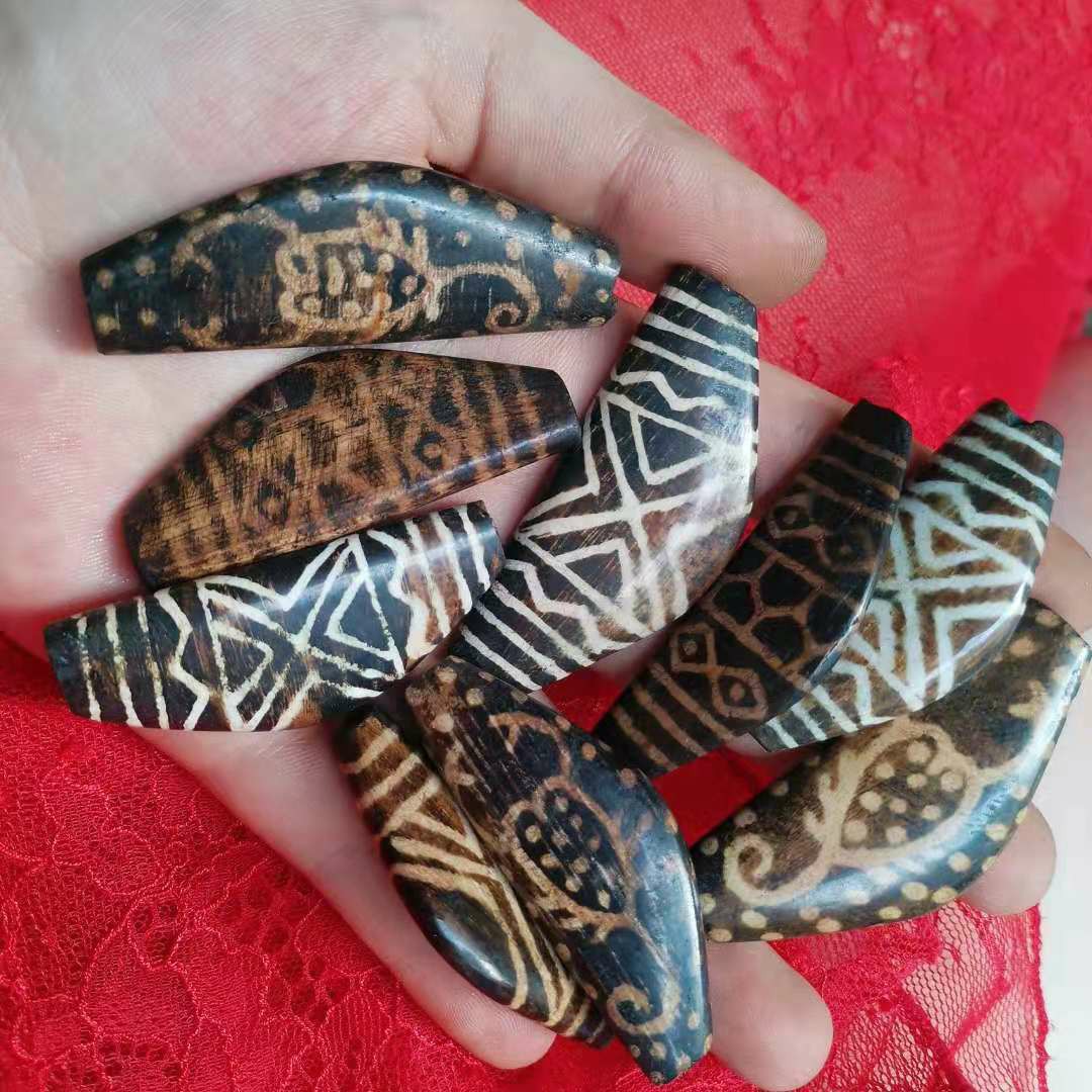 直播热销邦提克木化石牛角珠牛年吉祥弓形用于设计首饰款式长期a