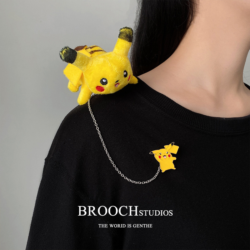 Brooch Cartoon Brooch 2021 New Trendy Plush Little Dinosaur Panda Pikachu Cute Japanese Style Ins Female