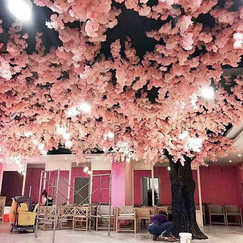 artificial flower artificial plant Artificial Cherry Blossom Branch Encryption 4 Branches 3 Branches Cherry Blossom Tree Wedding Decoration Fishing Cherry Blossom Peach Blossom Pear Branch Rattan Fake Flower