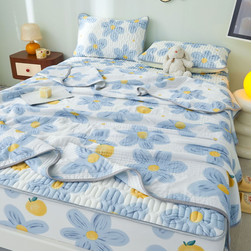 New Latex Summer Mat Fitted Sheet Three-Piece Set Machine Washable Cool Silk Summer Quilt Four-Piece Set Live Broadcast Wholesale