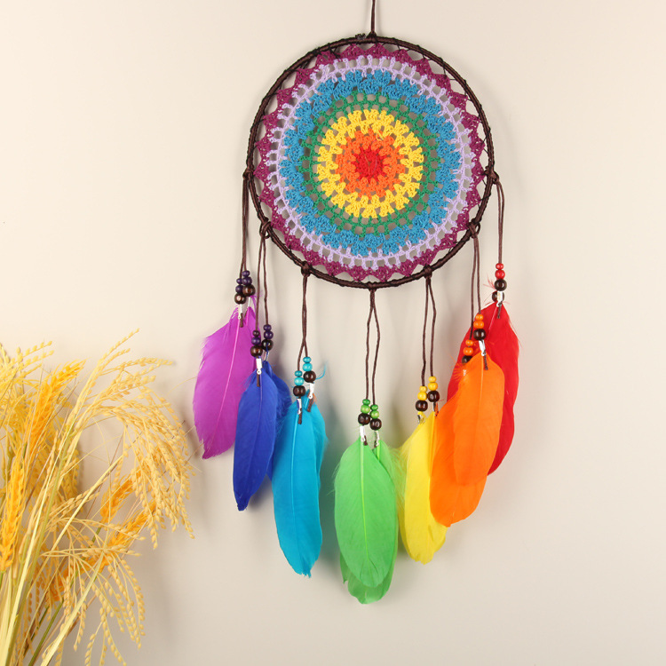 Indian Style Handmade Colorful Disc Creative Dreamcatcher Home Wall Decoration Wedding Party Children's Exquisite Gift