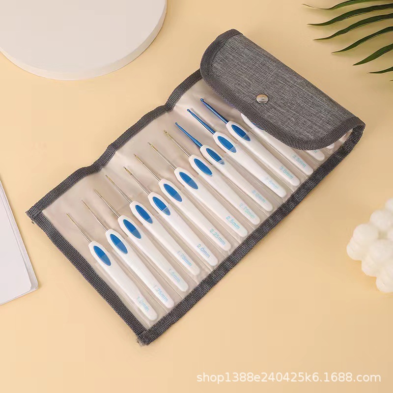 软柄钩针 17支钩针工具全套装 毛线diy手工编织钩 软柄钩针包包套