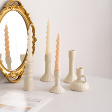 蜀门ins风现代奶油陶瓷烛台蜡烛摆件创意家用客厅高级感装饰摆件