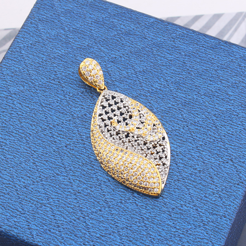 复古小奢梭子形叶子吊坠耳坠女式时尚个性树叶首饰套装铜镀金双色