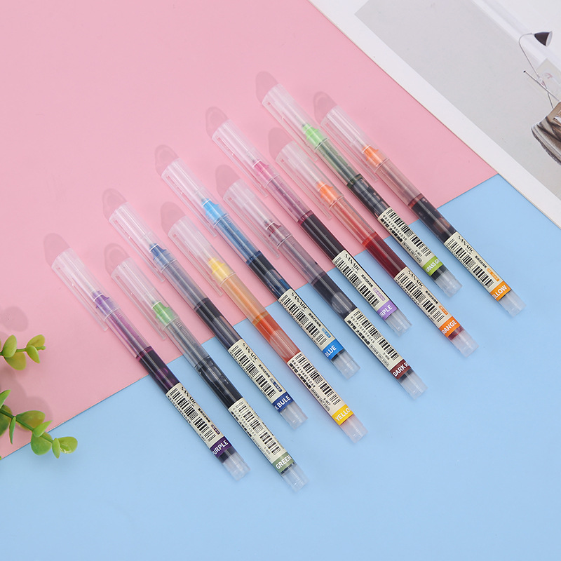 厂家新款直液式走珠笔 彩色水笔学生笔记书写笔速干大容量中性笔
