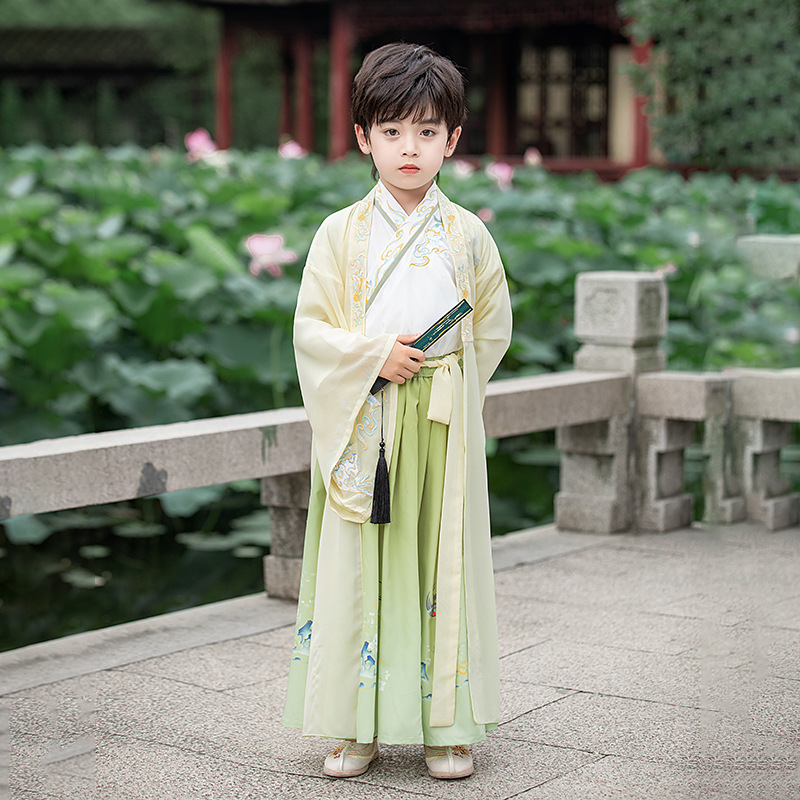 Hanfu Boys 2023 Autumn and Winter New Chinese Style Wang Ye Children's Ancient Costume Chinese Scholars Costume Suit Wholesale