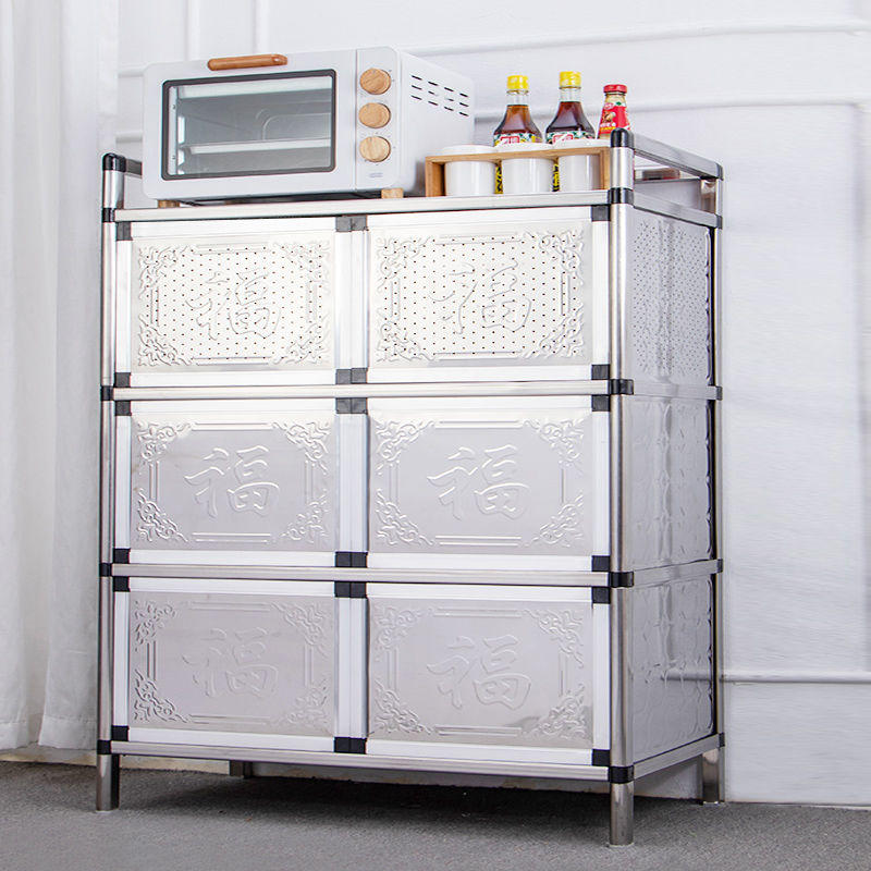 不锈钢碗柜储物柜收纳柜橱柜灶台厨房柜子灶台柜家用铝合金橱柜