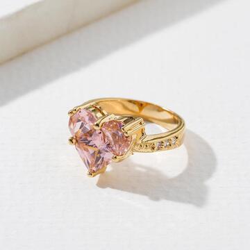 美国代购vanessa mooney心形粉色宝石戒指女小众设计复古正品在途