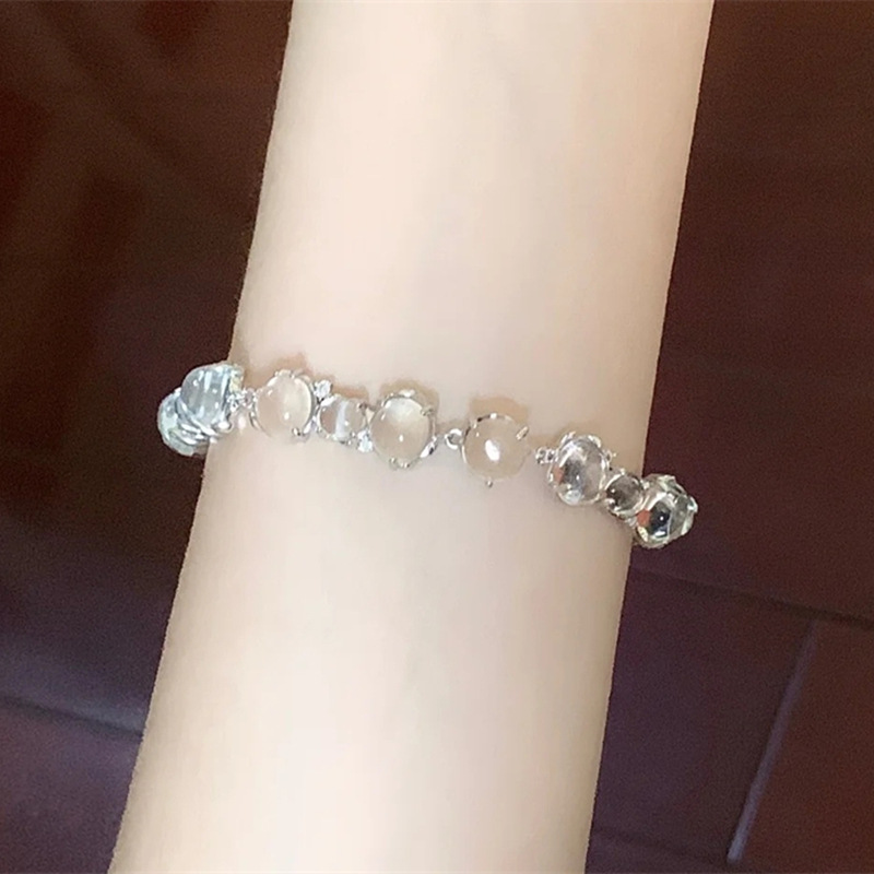 Crystal Transparent Bead Bracelet Clear Cold Wind Special-Interest Design Xiaohongshu Same Style All-Matching Girlish Summer 2022 New