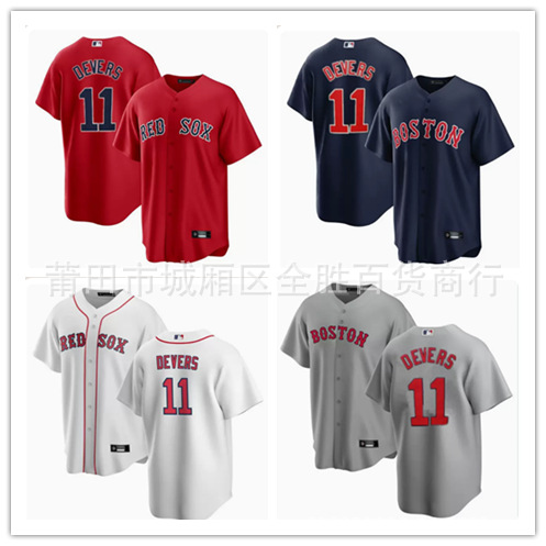boston red sox 波士顿红袜队球衣 11号 devers 男士刺绣棒球服