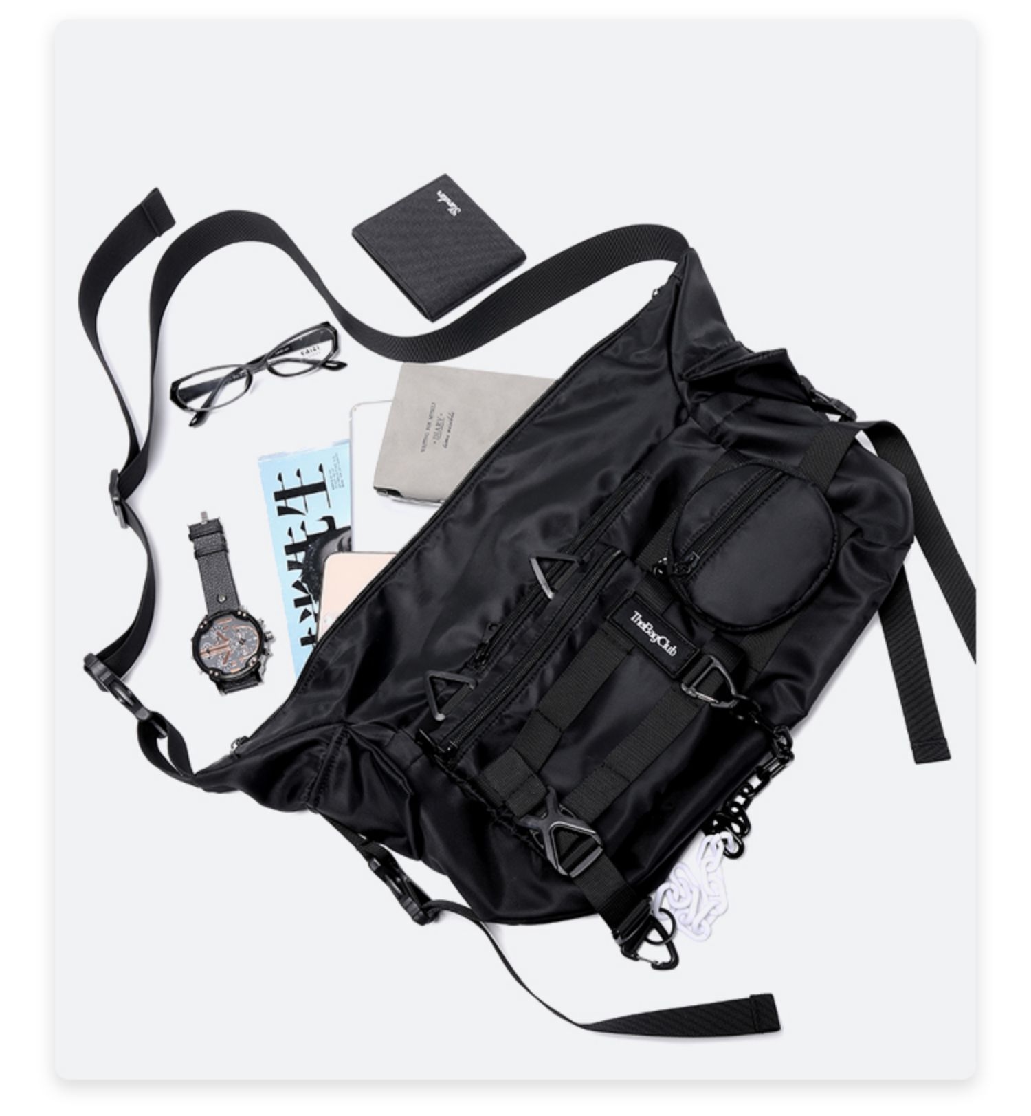 潮玩包袋解构机能风斜挎包男潮牌工装包日系邮差包大容量战术挎包