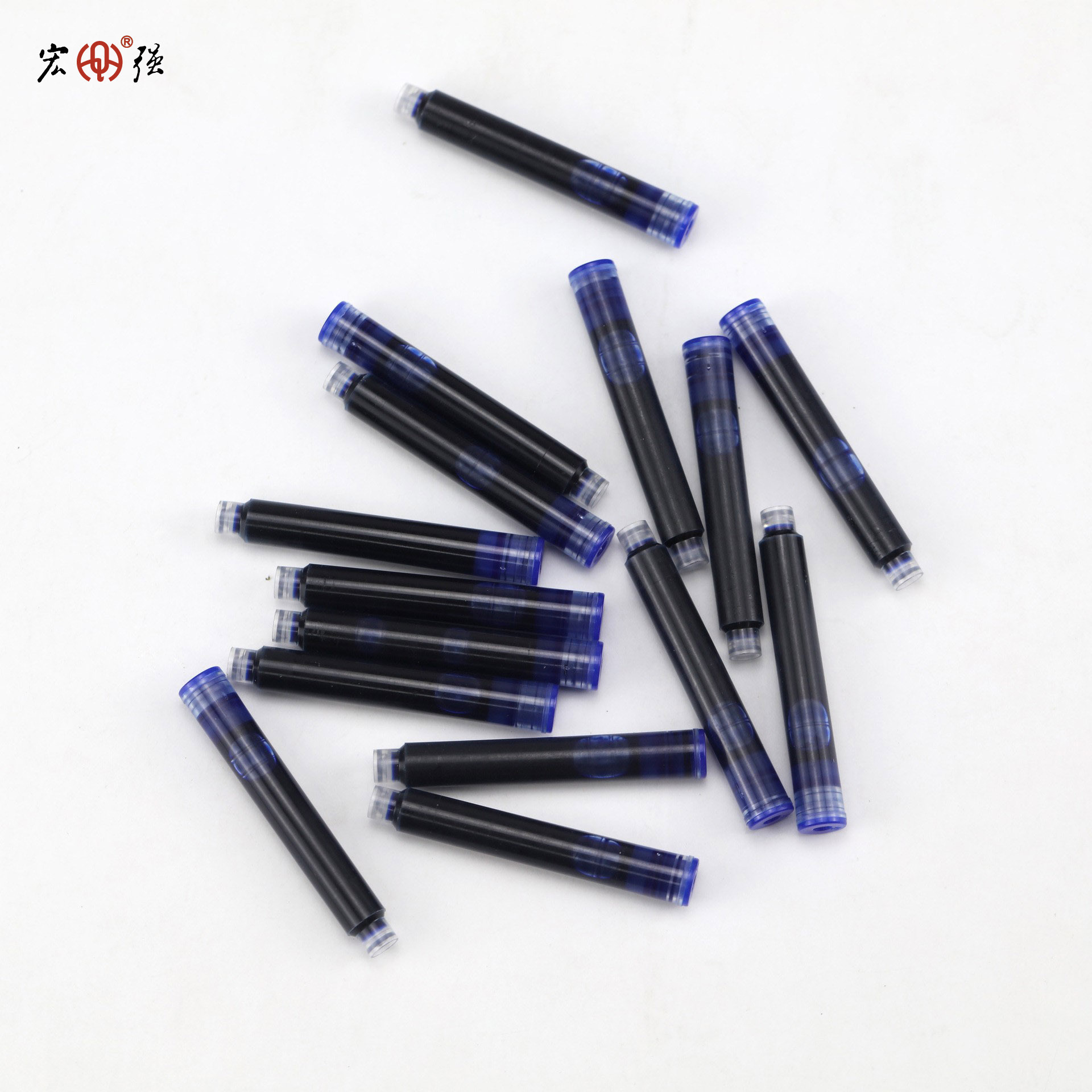 宏强3.4口径墨囊100支50支40支15支装可替换钢笔墨囊黑色可擦蓝色