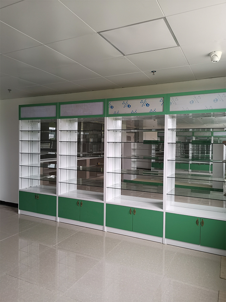 西药柜台药店货架诊所处置台实木医院处方柜子玻璃药柜展示柜