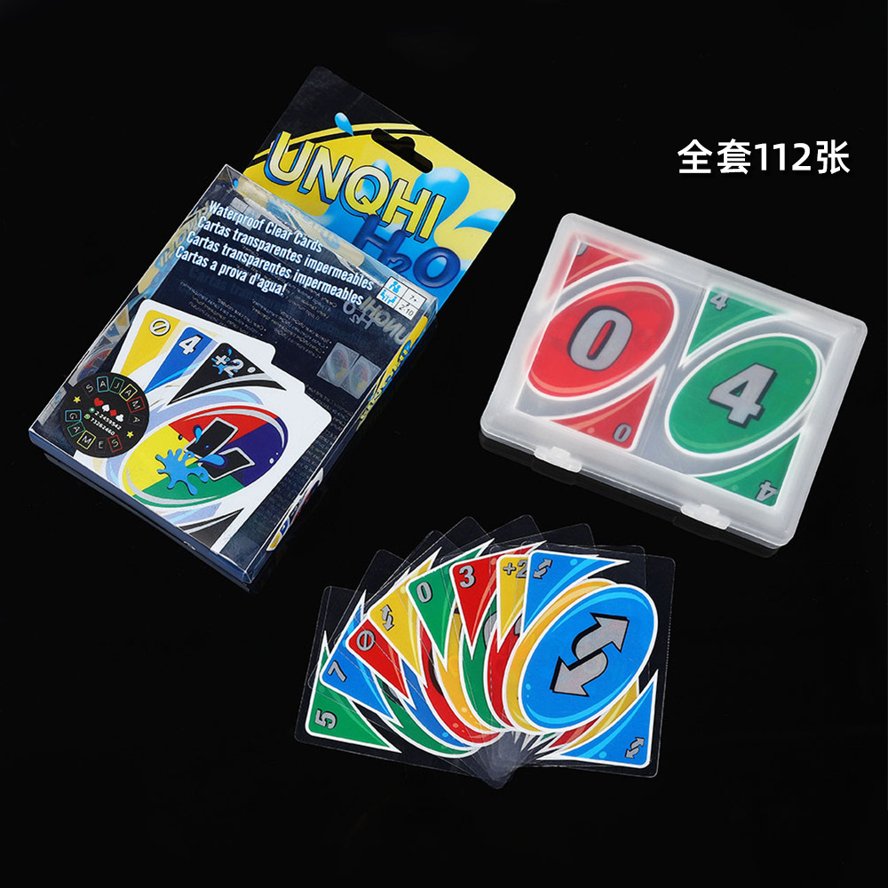 跨境透明uno扑克牌多人聚会娱乐桌游卡牌 英文版优诺团建游戏卡片