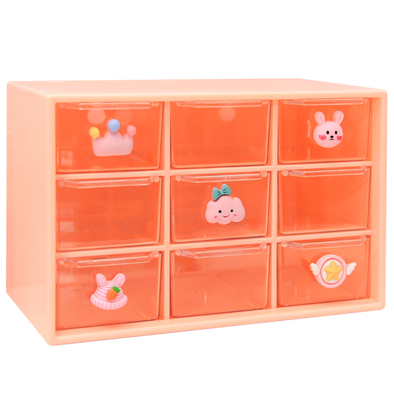 Ins Girl Heart Jiugongge Drawer Storage Box Student Dormitory Desktop Stationery Small Jewelry Sundries Container