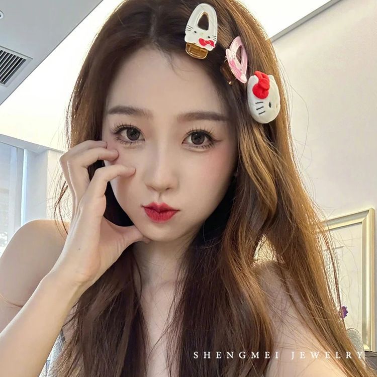 虞书欣同款发夹女孩hellokitty凯蒂猫发卡可爱卡通侧边夹子头饰
