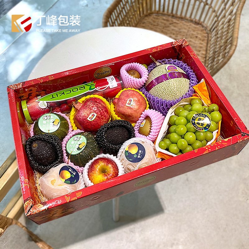 红色透明盖水果包装盒网红水果礼盒通用10斤—15斤创意开窗大礼盒