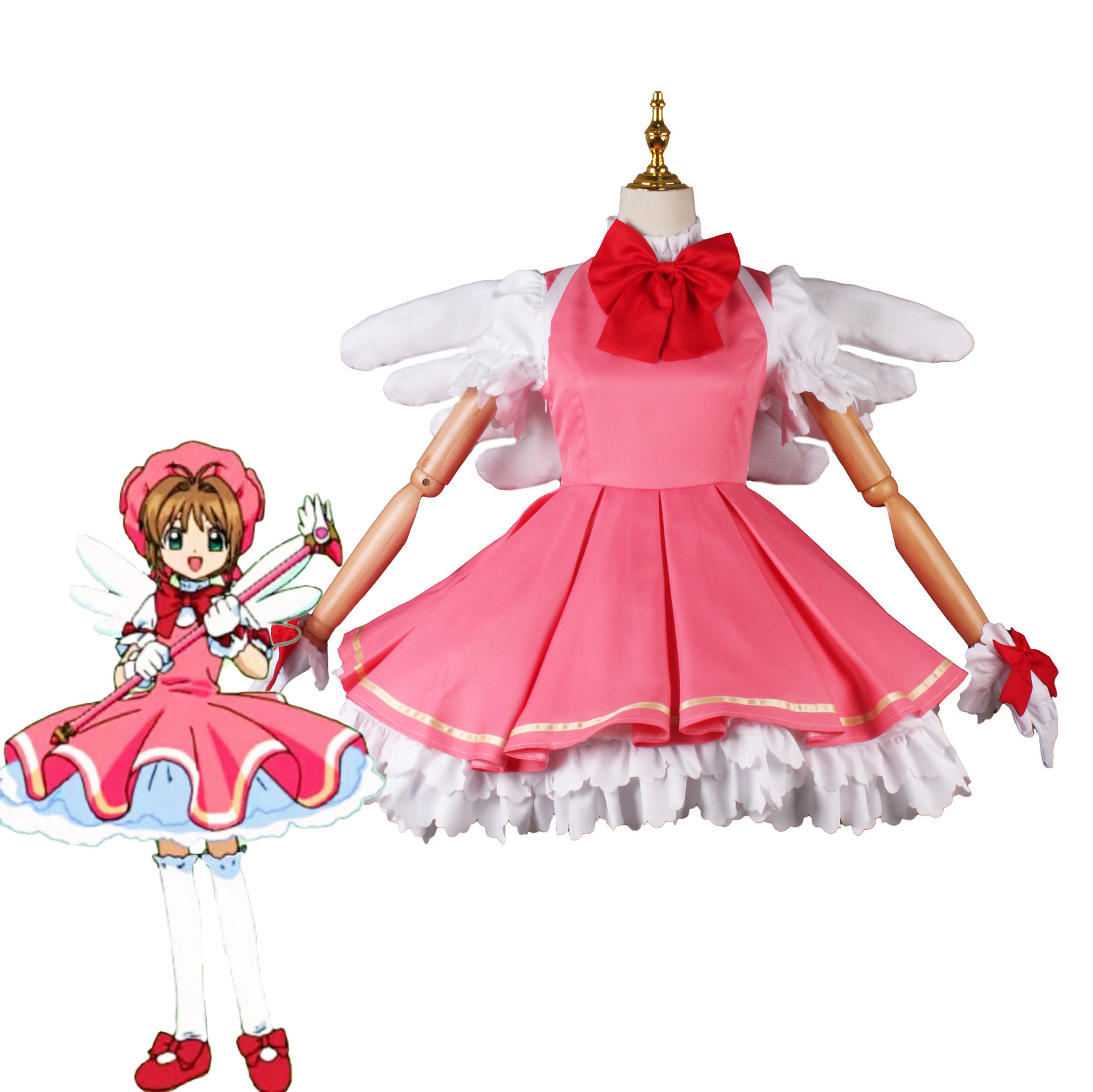 现货 百变小樱cos服小樱红白战斗服cosplay动漫服装cospaly女