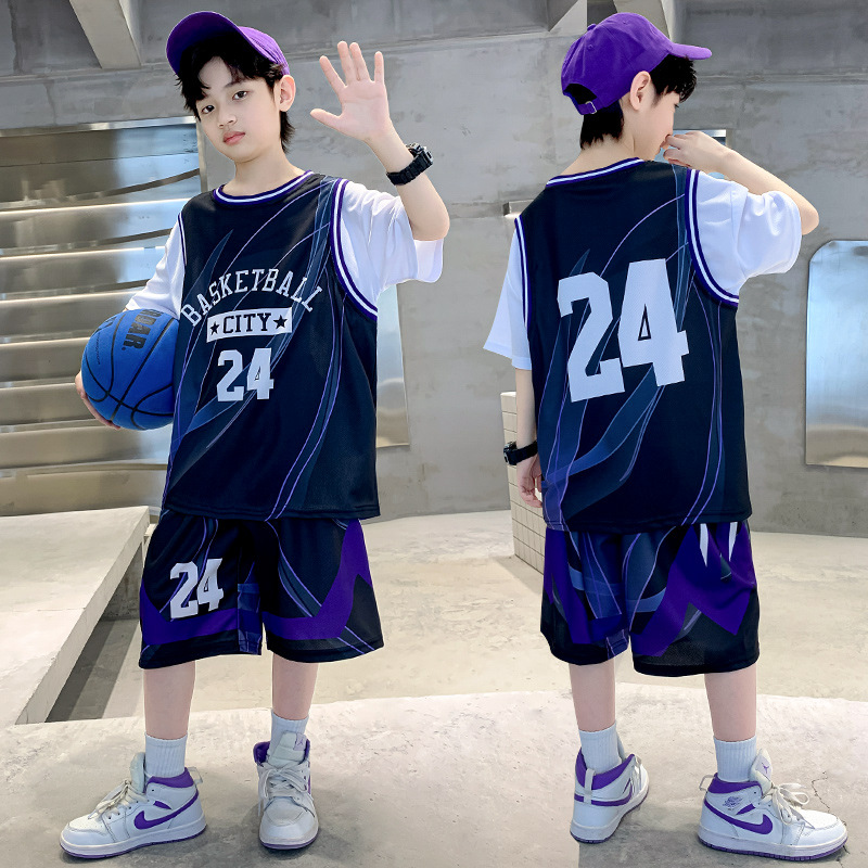 Children's Clothing Boys Summer Suit 2023 New Summer Sportswear Medium and Big Children Basketball Wear Handsome Vest Summer