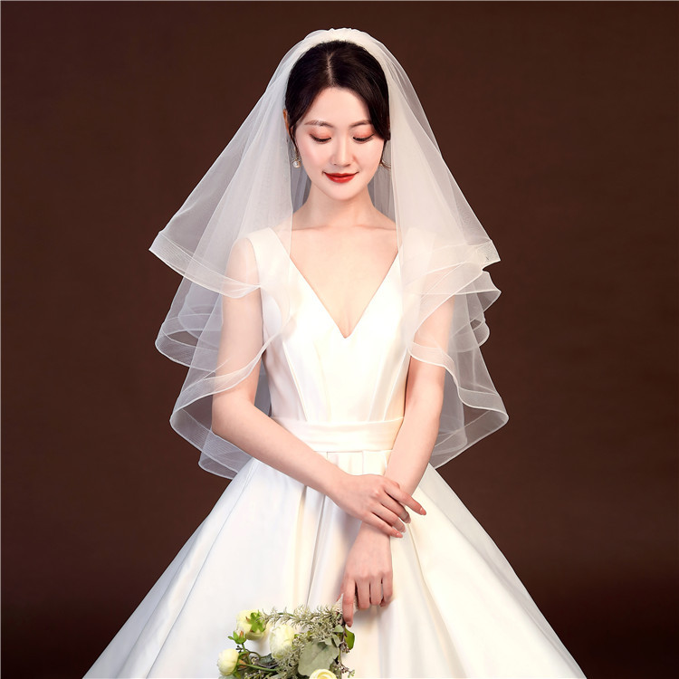 婚纱礼服结婚礼仪头纱 新娘婚庆小纱 写真旅拍摄影造型纱-阿里巴巴