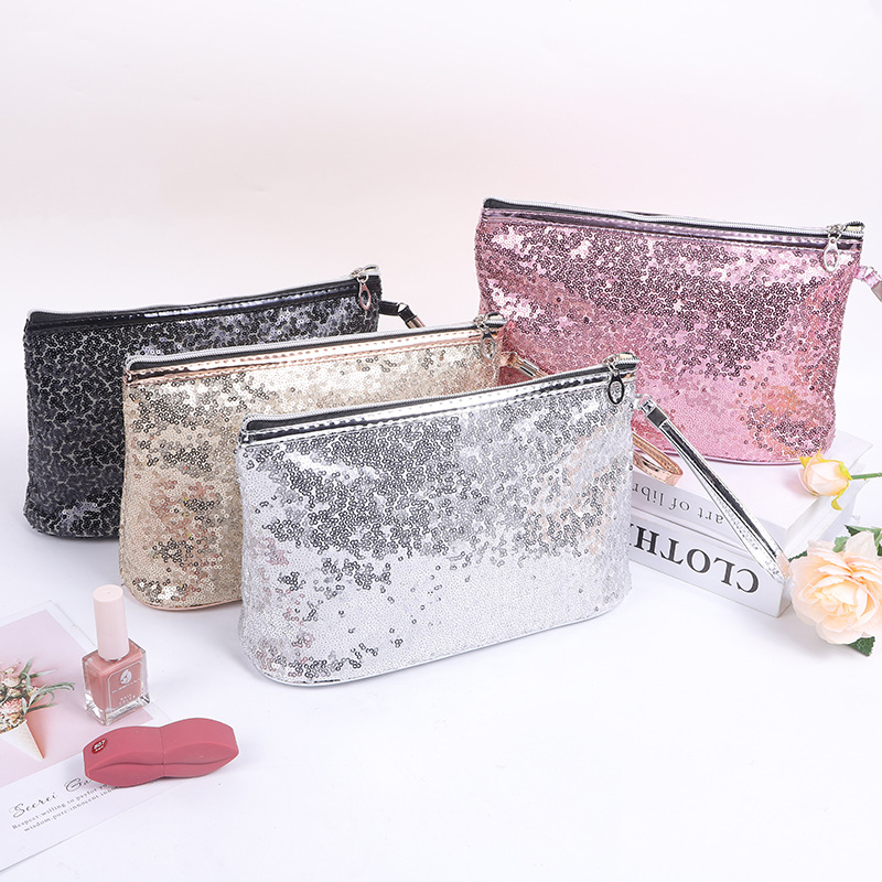 New Women's Sequin Bag Cosmetics Storage Bag Fashion Wash Portable Cosmetic Bag Factory Direct Supply