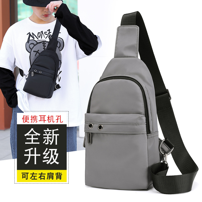 Cross-Border 2022 New Men's Chest Bag Nylon One Shoulder Crossbody Bag Casual Belt Earphone Hole Backpack One Piece Dropshipping