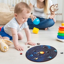 跨境独立站拼图星球拼图太阳系配对板托盘益智游戏木质玩具工艺品