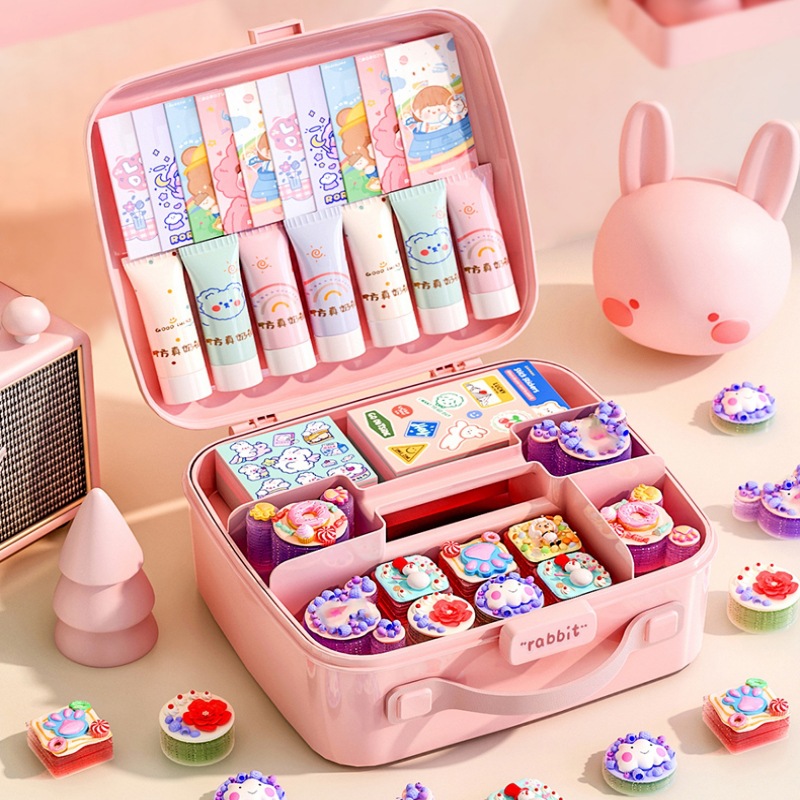 咕卡收纳盒粉色少女心高颜值收纳咕盘奶胶文具开学套装礼物收纳盒