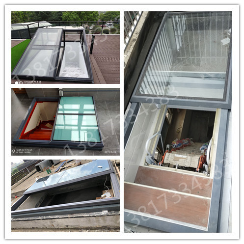 楼梯出口电动平移天窗平移门屋顶出口门斜屋顶天窗阳光房天井天窗