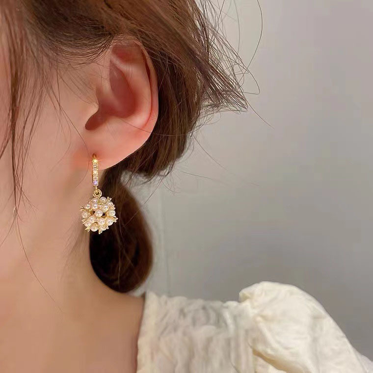 Pearl Zircon Pendant Earrings 2023 New Trendy Personalized Exquisite High-Grade Earrings Elegant Hong Kong Style Earrings for Women