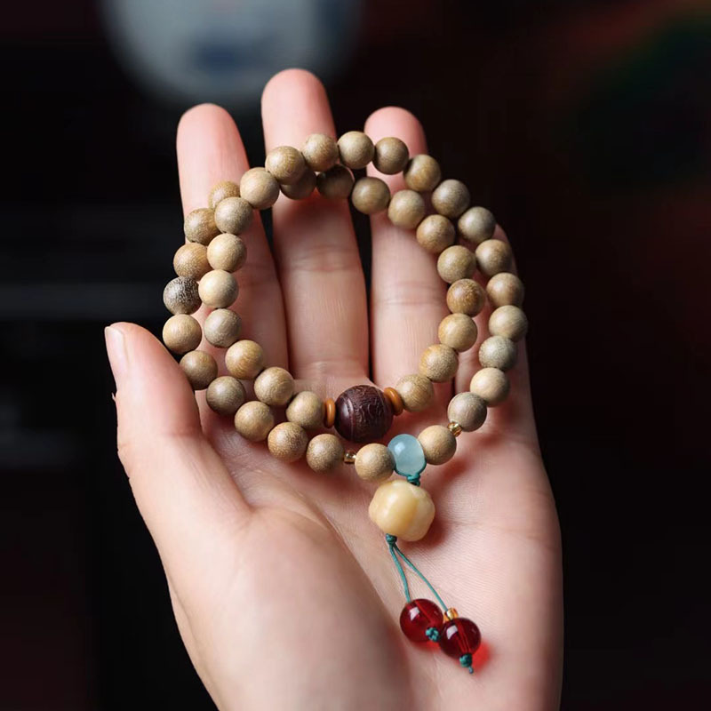 天然奶香木手串菩提柿子双圈款8mm男女 手链网红简约饰品佛珠批发