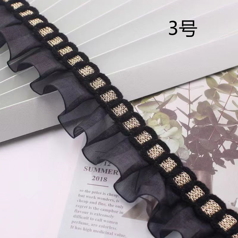 3cm Wide Classic Style Yarn Strip Beige Pleated Lace Accessories Cuff Collar Doll Clothes Lolita Style Decoration