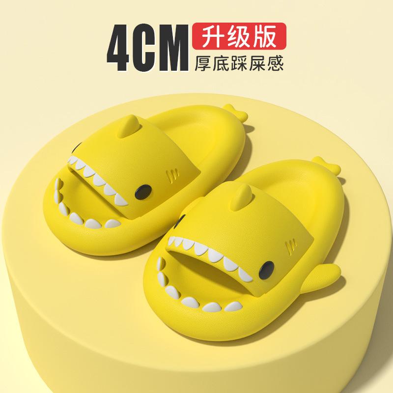 4cm Thick-Soled Shark Parent-Child Sandals Women's Funny Home Cartoon Children's Eva Sandals with Drooping Feeling Couple Slippers Men