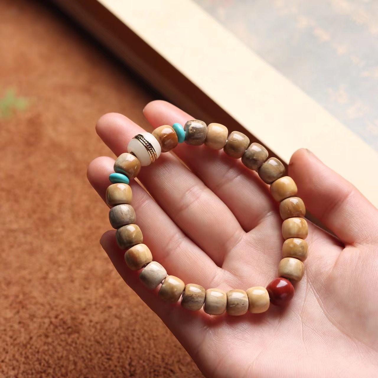 爆款精工库克手串老型菩提根手串单圈楼兰戈壁色顶级库克妖花