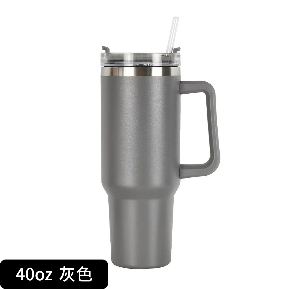 Amazon Hot 40Oz Large Capacity with Handle Cup 304 Stainless Steel Large Ice Cup Straw Thermal Insulation Cup