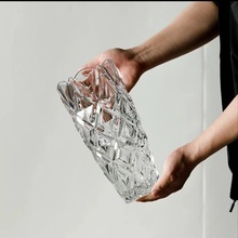 北欧轻奢水晶钻石玻璃花瓶透明璀璨客厅酒店插花玫瑰百合装饰摆件