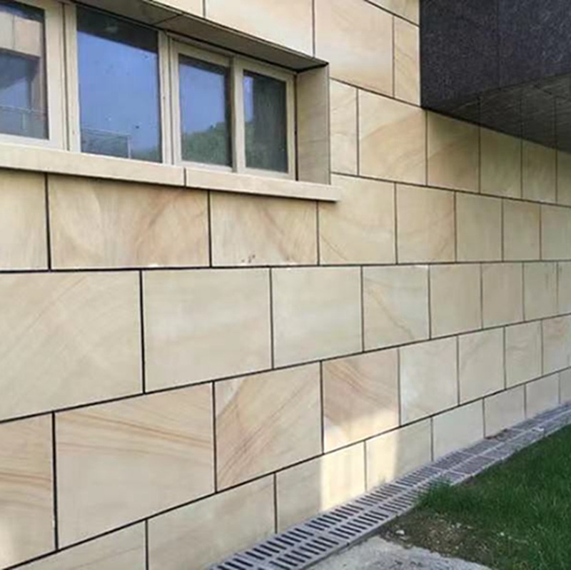 黄木纹砂岩 光面板 别墅外墙贴面 自然纹理 黄木纹石材厂家