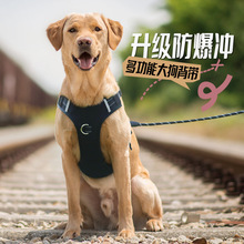 跨境狗狗牵引绳中大型犬可提握宠物胸背反光背心式狗狗胸背带批发