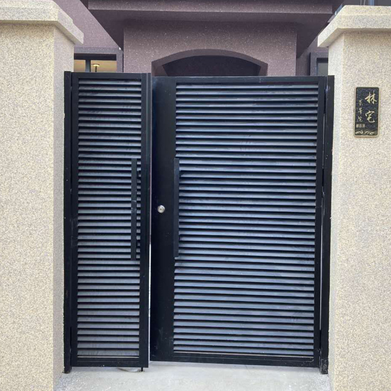 别墅庭院大门双开门百叶铁艺大门乡村花园铁门锌钢防锈围墙栅栏门
