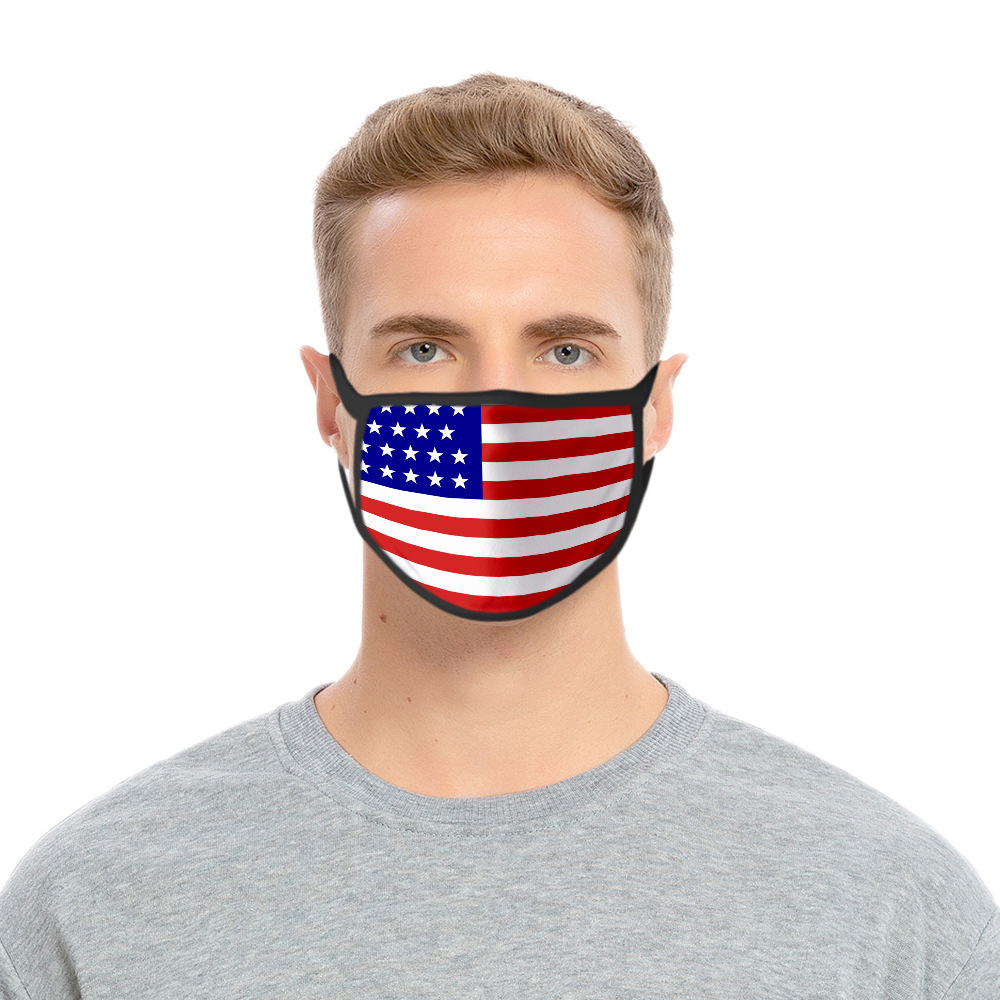跨境美国独立日口罩3d数码印花国旗棉质口罩可水洗防尘涤纶口罩