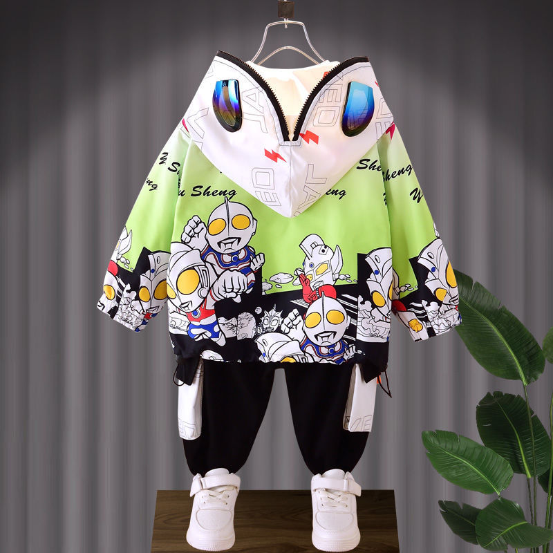 奥特曼男童衣服春装套装炸街儿童防风镜休闲2023新款春秋季潮童装