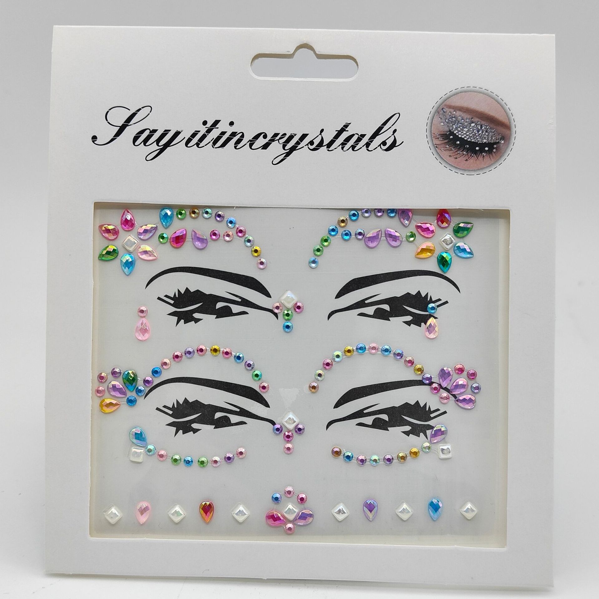 Double Eyelid Stickers New Acrylic Face Stick-on Crystals Resin Drill Face Pasters Crystal Diamond Eyebrow Stick-on Crystals Rhinestone Face Pasters