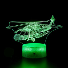 跨境专供创意礼物七彩3D小夜灯直升机飞船火箭战斗机LED触摸遥控